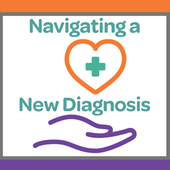 Navigating a New Diagnosis with hand and heart with medical sign